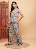 Mel-Jol Ajrakh Sleeveless Shirt with Pants Co-ords