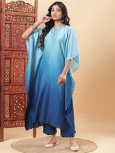 Blue Ombre Embroidered Kaftan with Pants