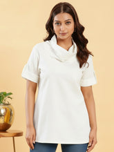 Boho White Cowl Neck Top