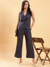 In Power Carbon Blue Tailored Waistcoat with Trousers Co-ord Set