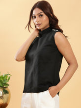 Classy Black Fitted Formal Top