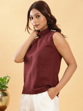 Deep Red Fitted Formal Top