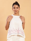 Flamingo Stroll Embroidered Linen Top 1