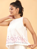 Flamingo Stroll Embroidered Linen Top 2