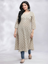 Handblock Kurta - Beige