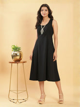 Linen Midi Dress - Black