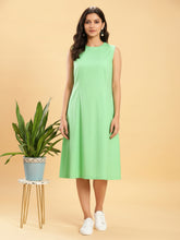 Linen Midi Dress - Leaf Green