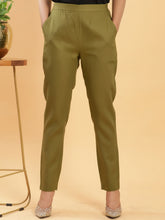 Olive Green Linen Formal Trousers