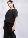 Black Linen Cropped Trousers with Flare