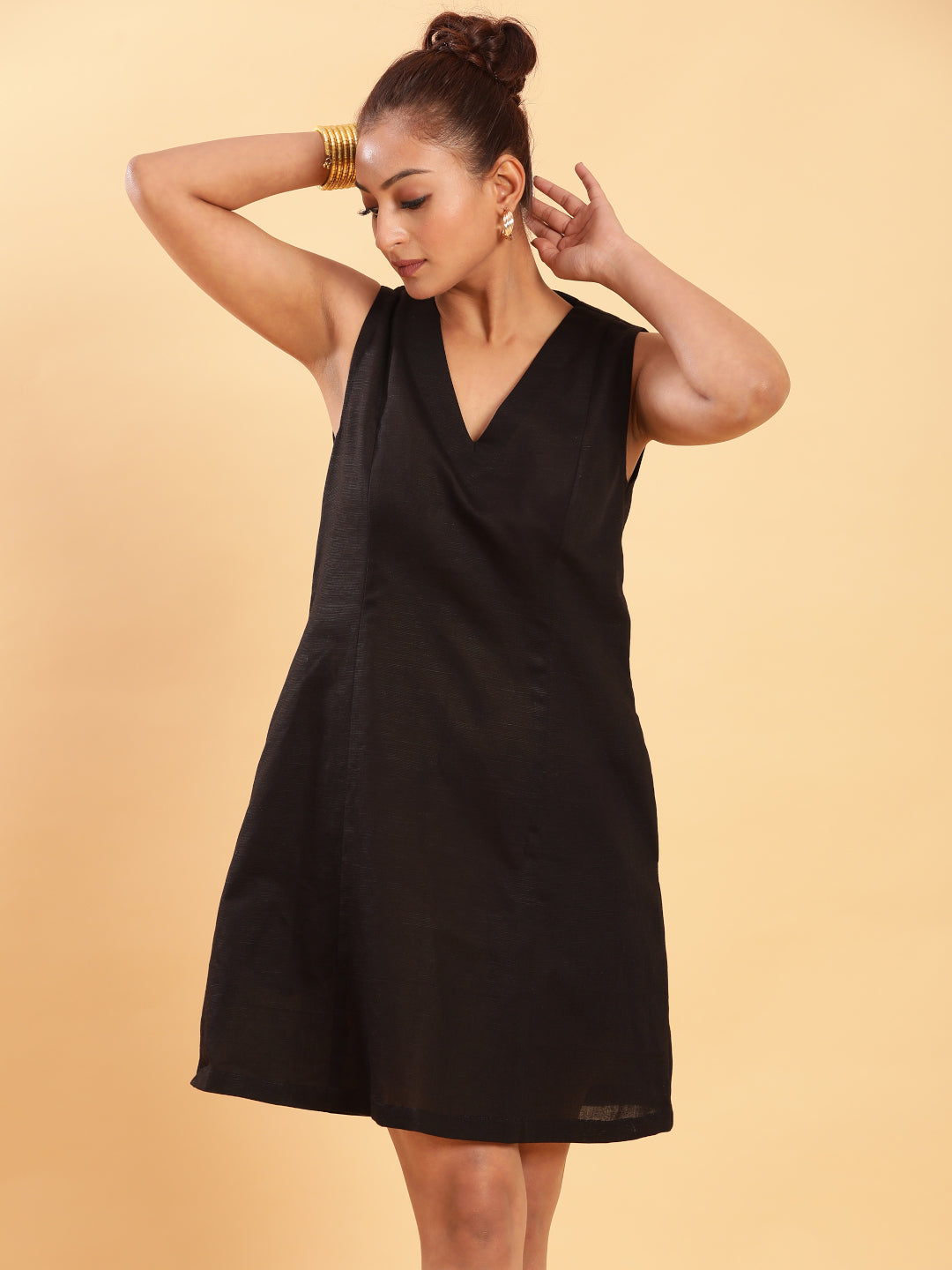 Black Linen Short Dress - LBD BohoJazz Black Linen Short Dress - LBD BohoJazz