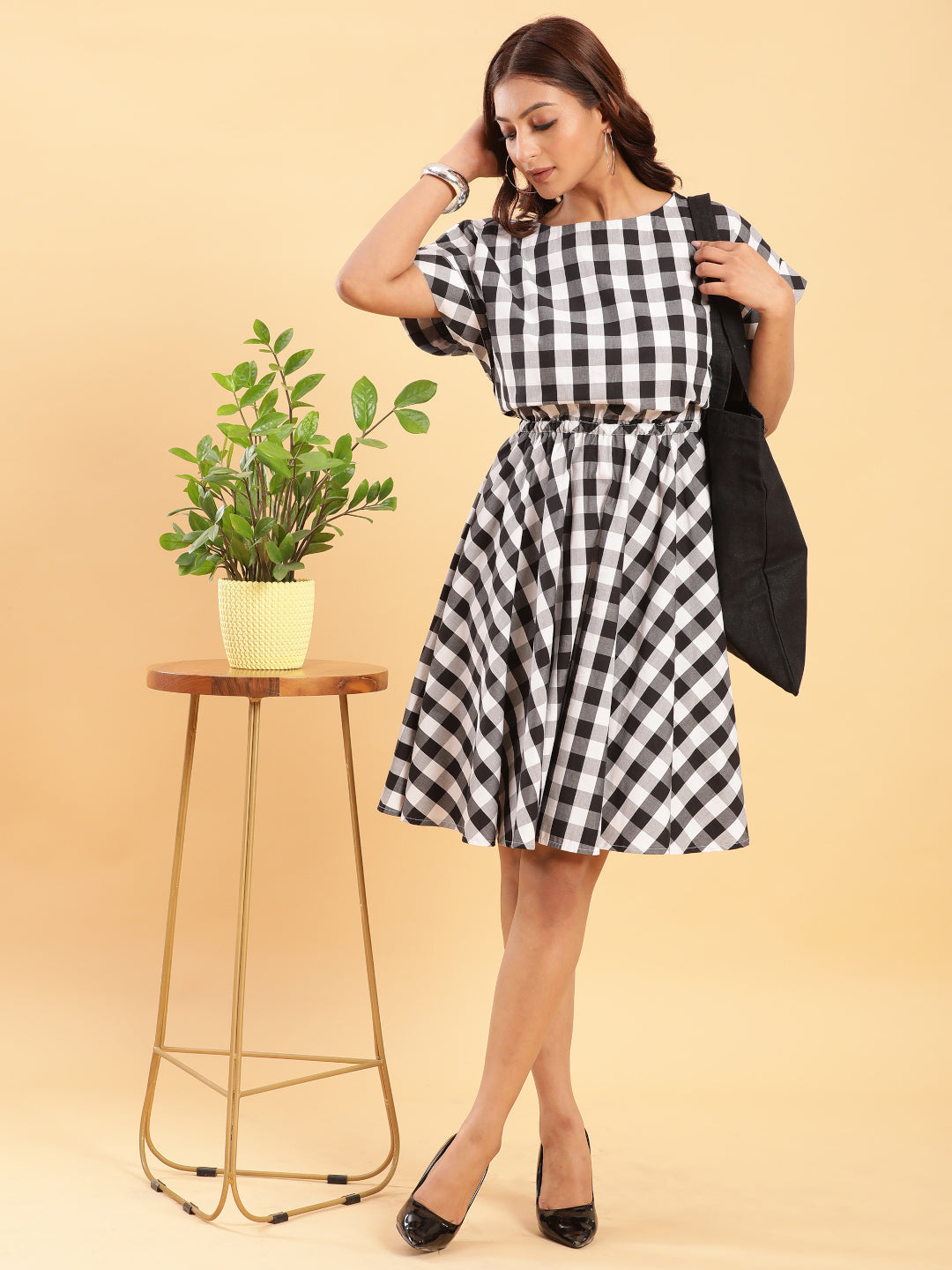 Check-Mate Black n White Check Dress