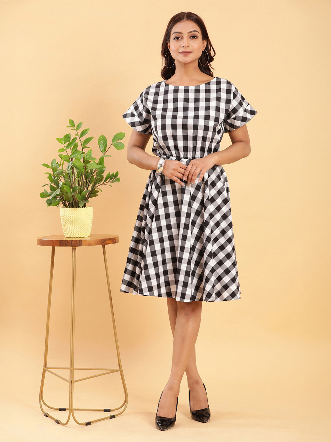 Check-Mate Black n White Check Dress