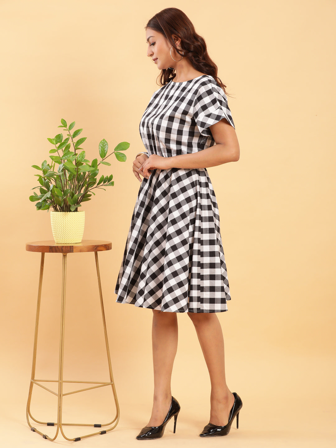 Check-Mate Black n White Check Dress BohoJazz Check-Mate Black n White Check Dress BohoJazz