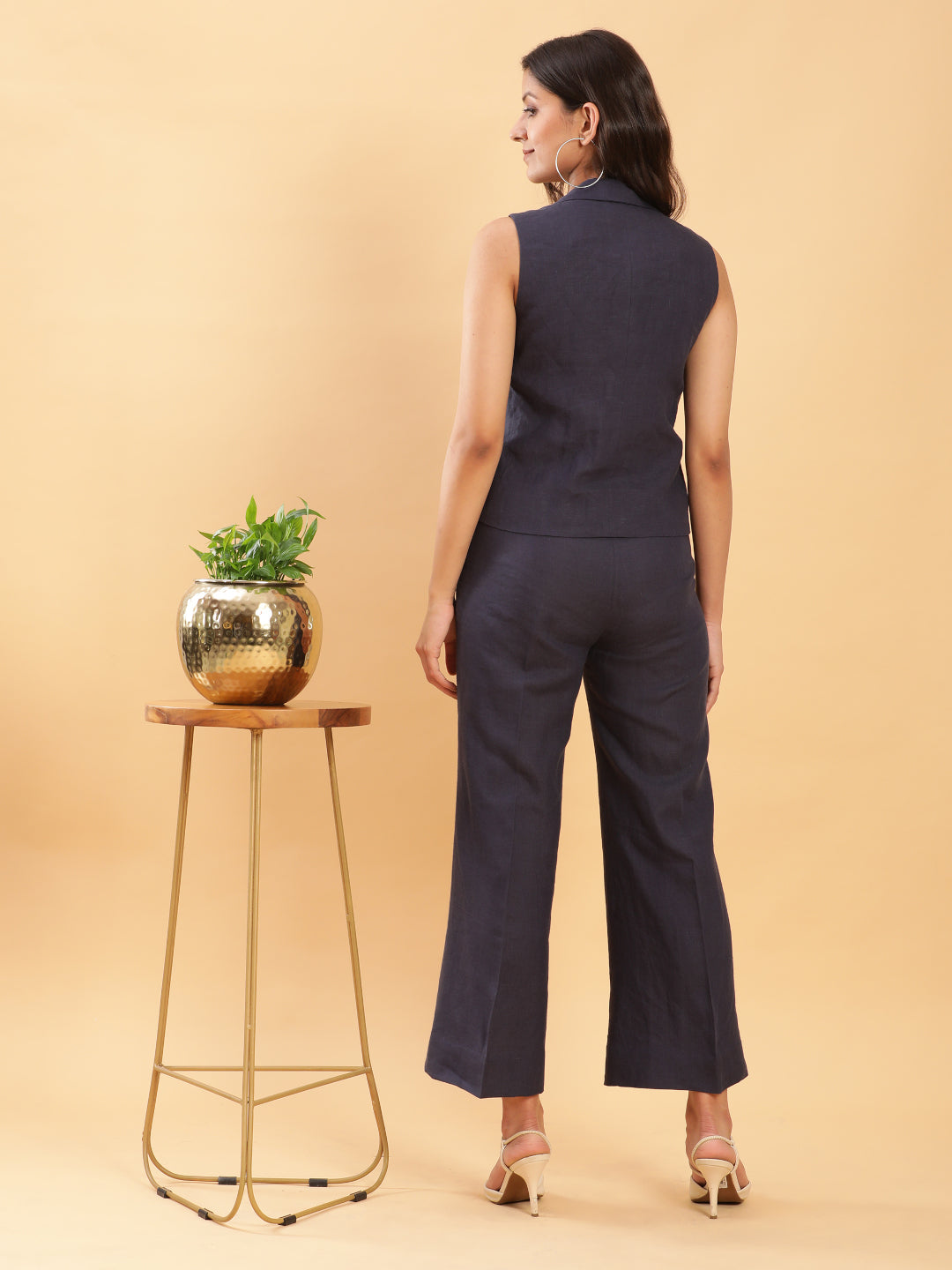 In Power Carbon Blue Tailored Waistcoat with Trousers Co-ord Set