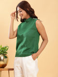 Chic Green Fitted Formal Top