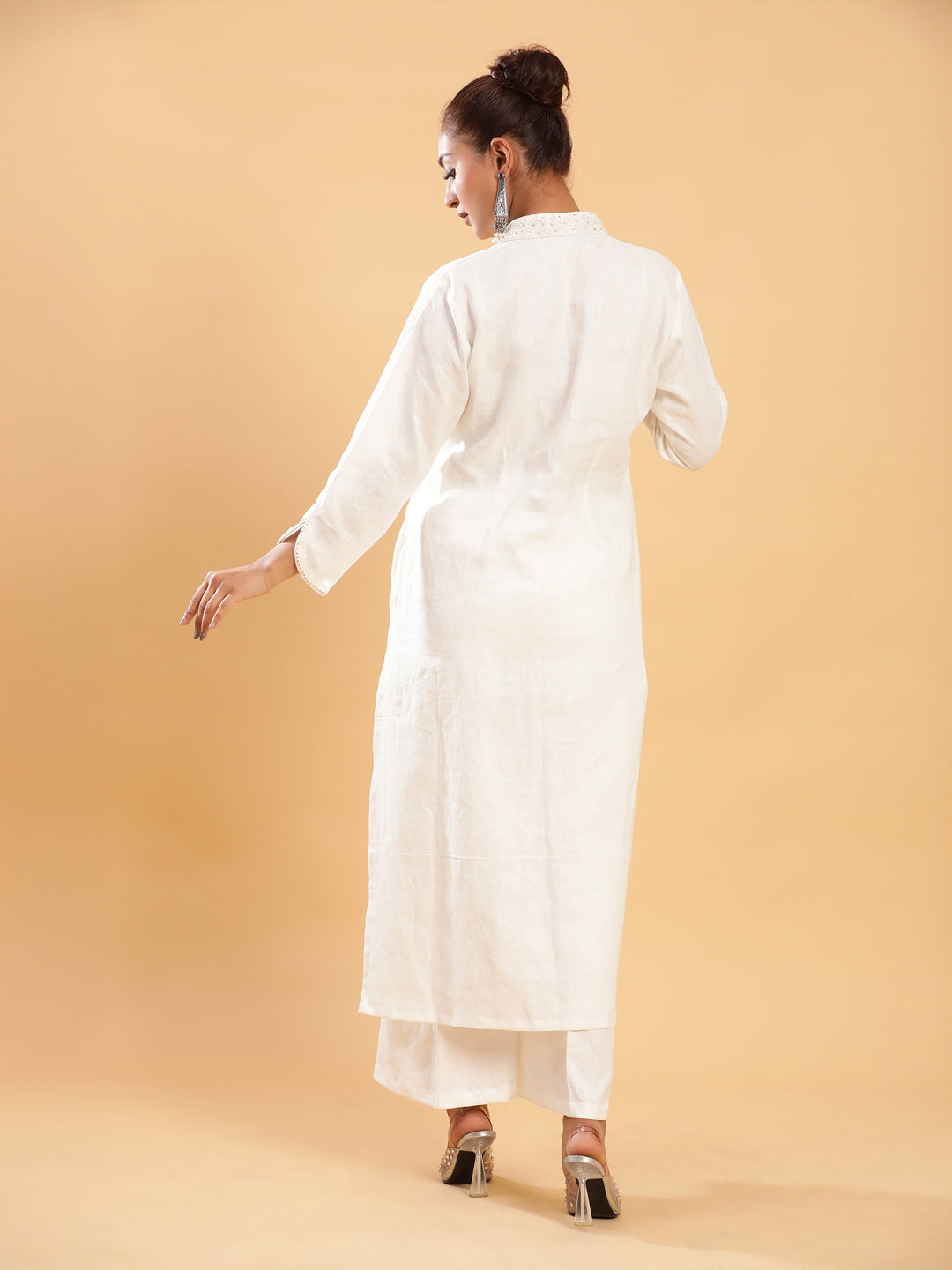 Classic Signature Hand-Embroidered Kurta Pant - White