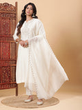 Sunehri Embroidered Kurta Pants with Dupatta - Ivory