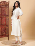 Sunehri Embroidered Kurta Pants with Dupatta - Ivory