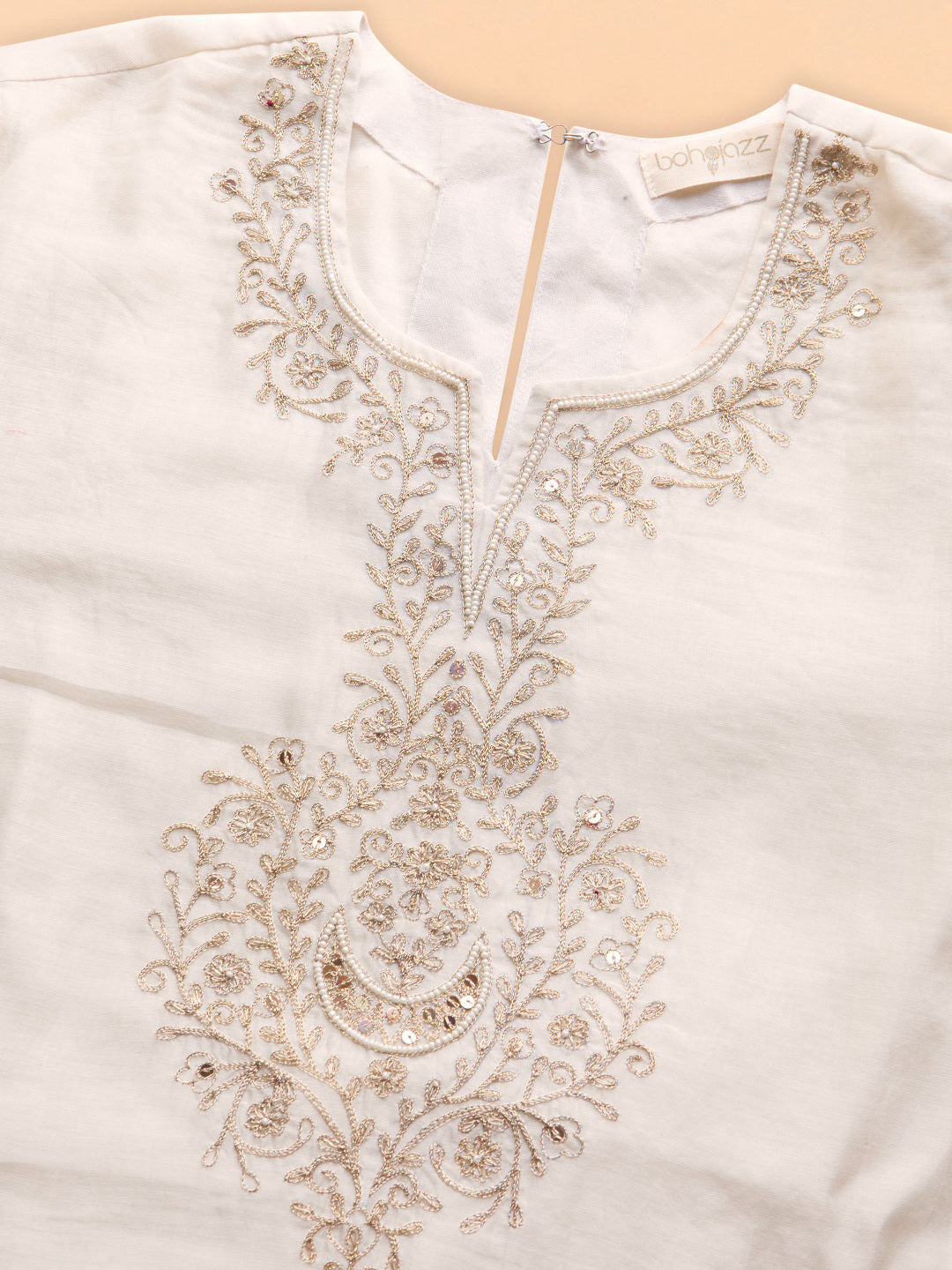 Sunehri Embroidered Kurta Pants with Dupatta - Ivory