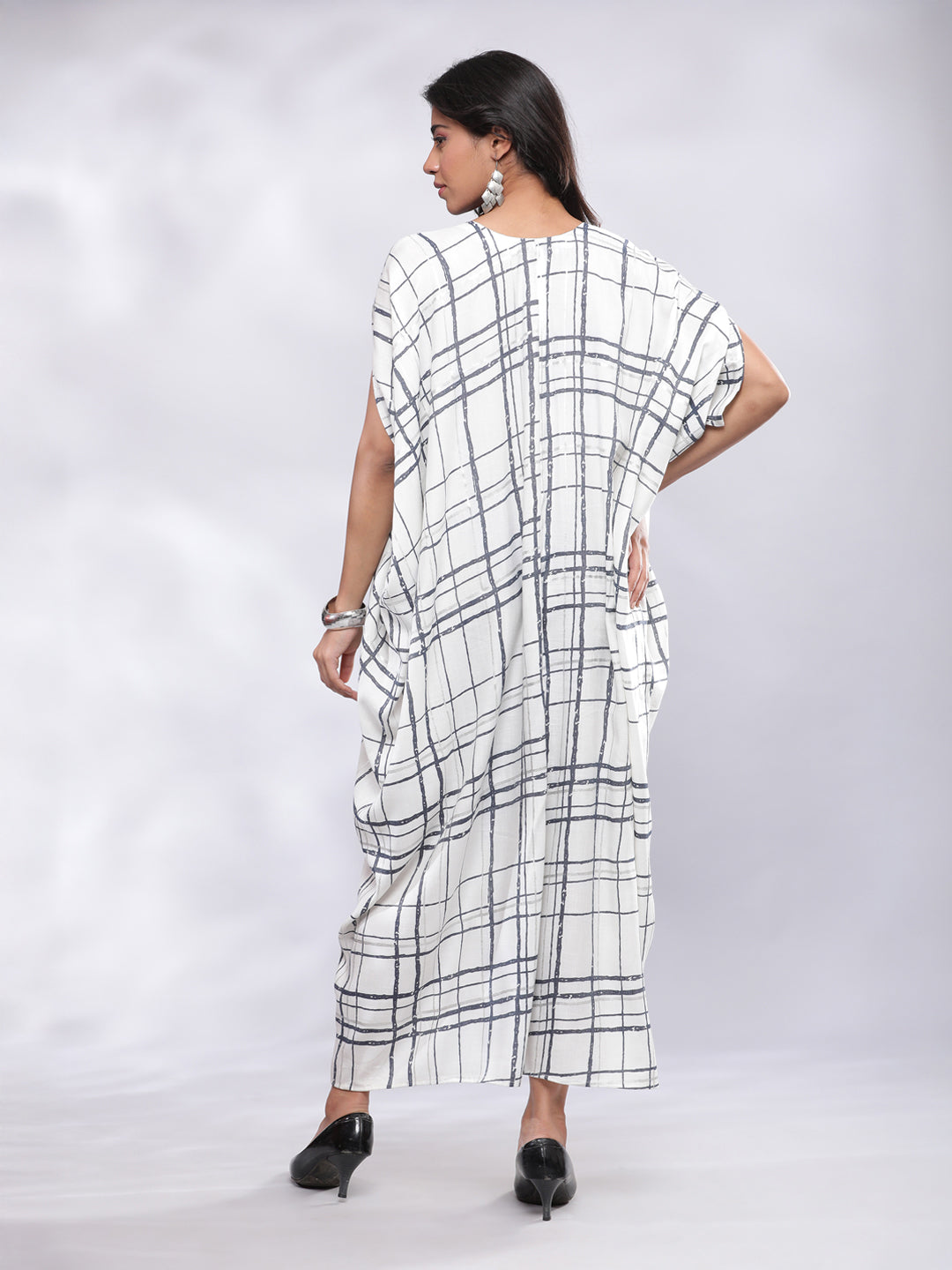 Geometric Print Drape Cowl Kaftan