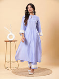 Grace Chanderi Kurta Pant with Lace - Blue