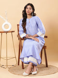 Grace Chanderi Kurta Pant with Lace - Blue