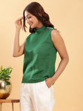 Green Fitted Top with Off-White Trousers Co-ord Set