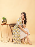 Vegetable Dye Handblock Jacket with Beige Linen Dress