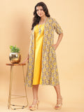 Vegetable Dye Handblock Jacket with Chrome Yellow Linen Dress