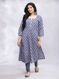 Handblock Kurta - Blue