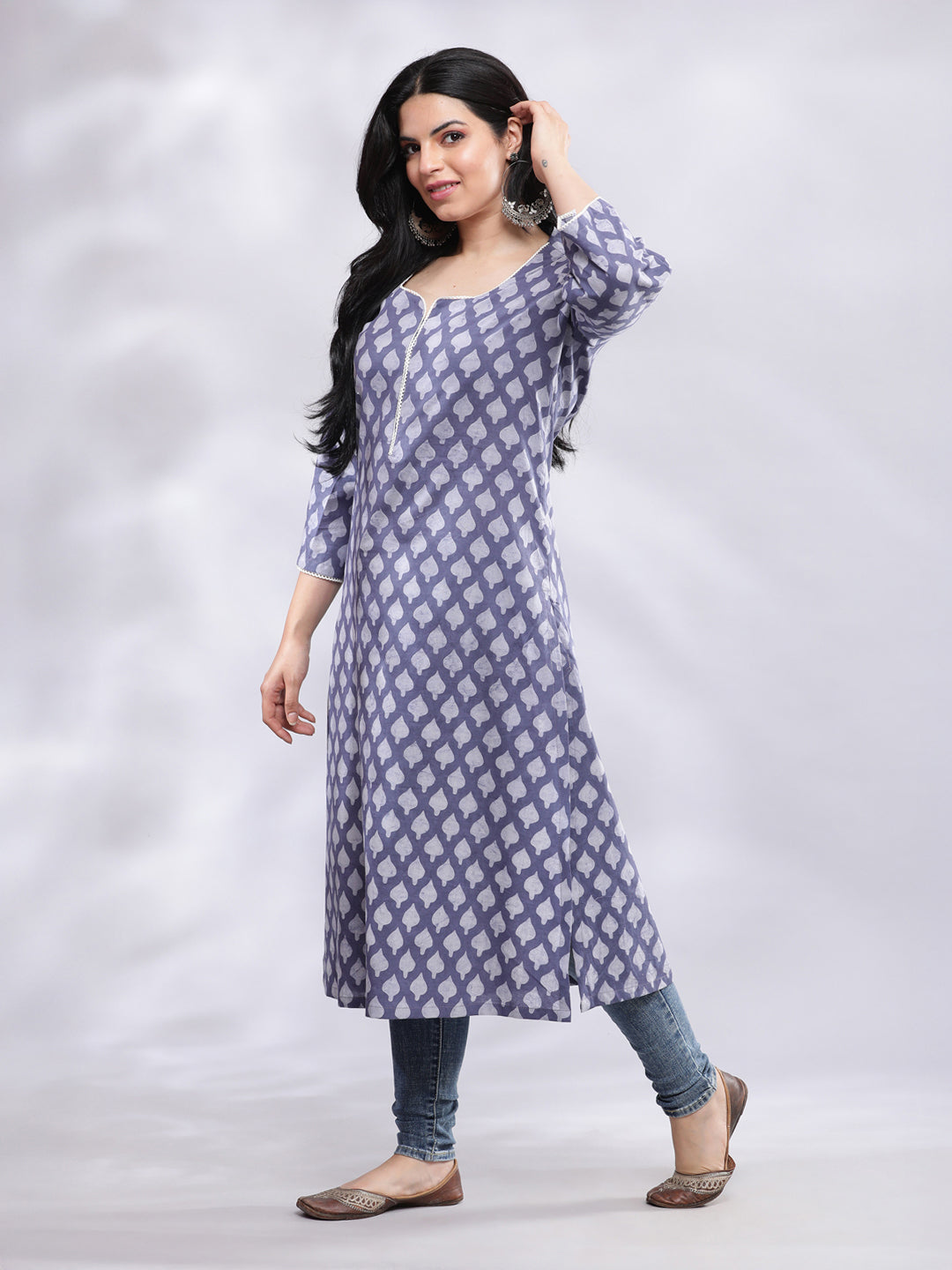 Handblock Kurta - Blue