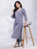 Handblock Kurta - Blue