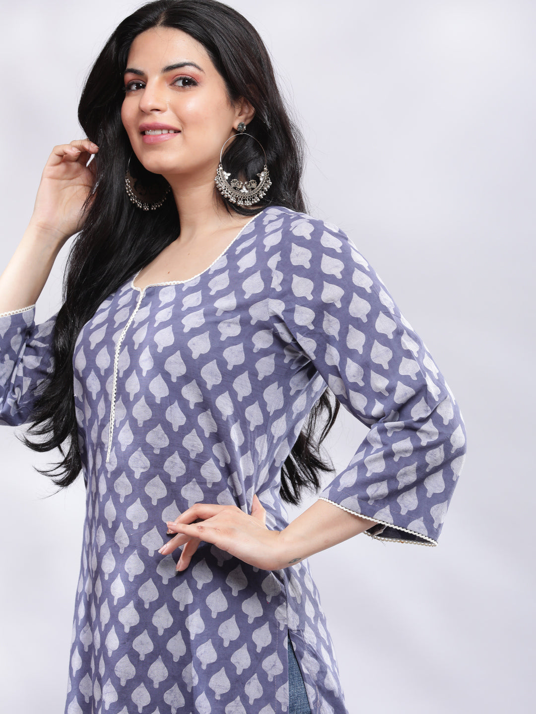 Handblock Kurta - Blue