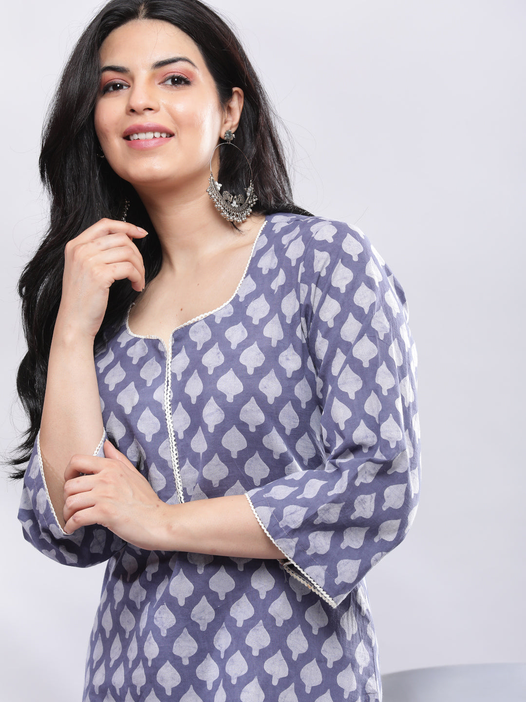 Handblock Kurta - Blue