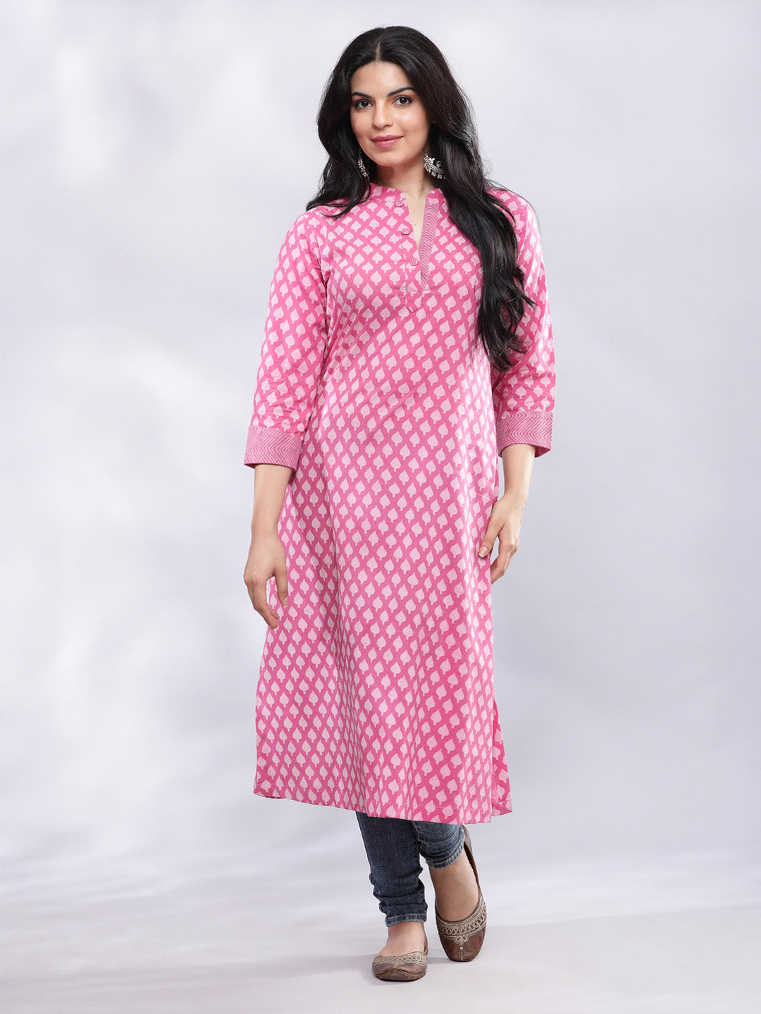 Handblock Kurta - Pink