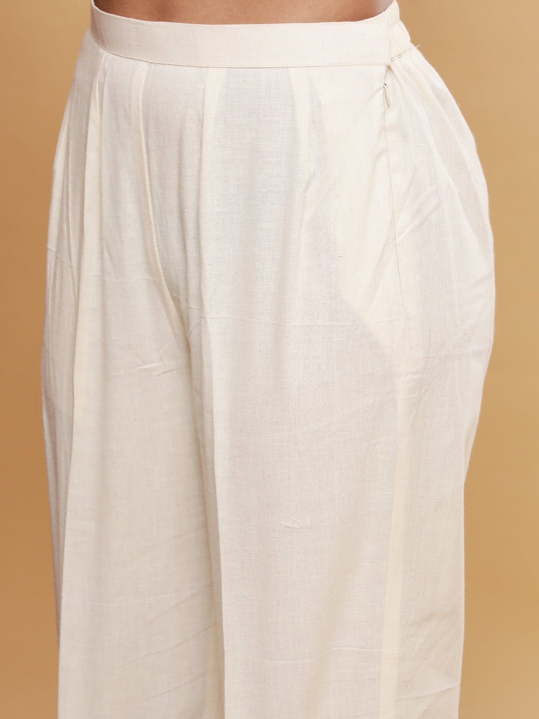 High Low Ivory Kurta Pants with Pintucks