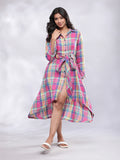 Pep It Up Hot Pink Check High Low Tunic