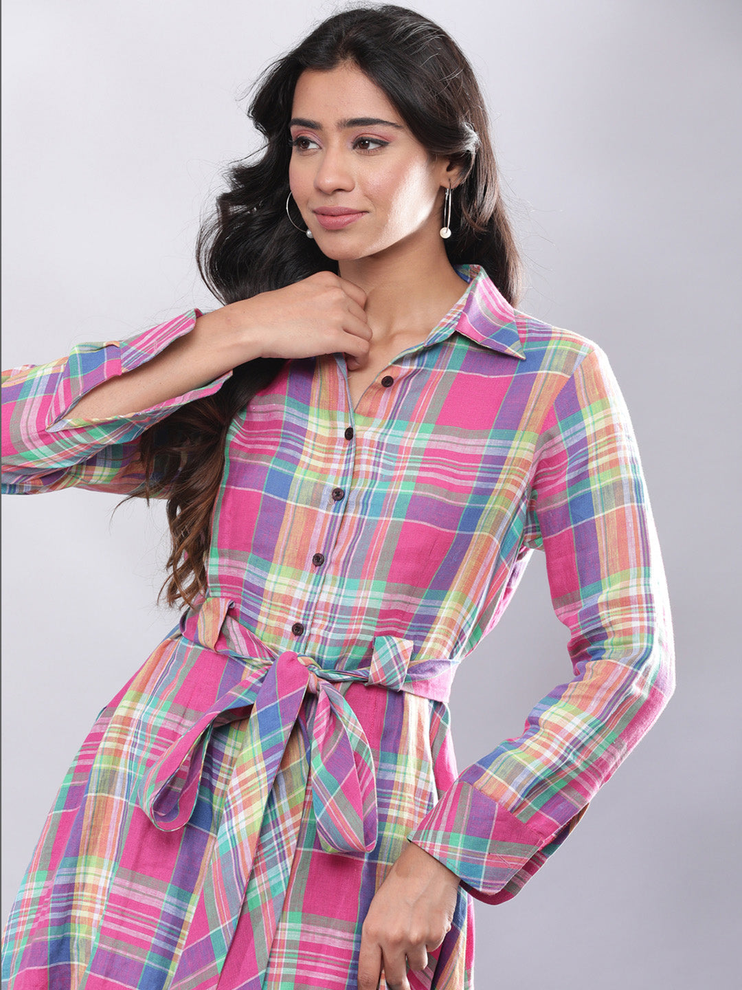 Pep It Up Hot Pink Check High Low Tunic