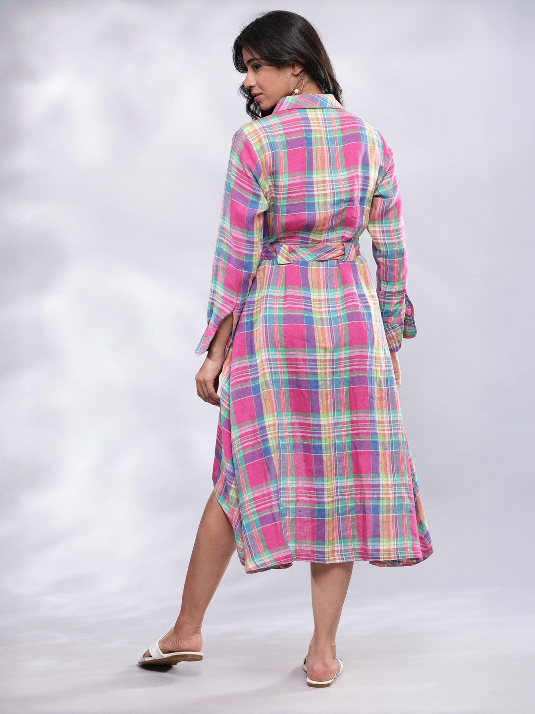 Pep It Up Hot Pink Check High Low Tunic