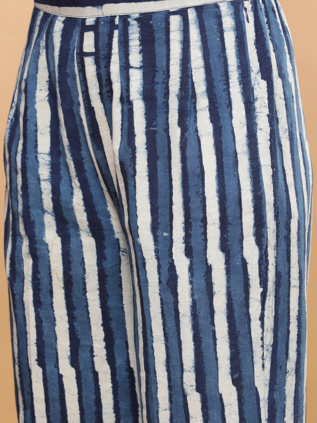 Indigo Handblock Stripe with Yellow Pop Kurta Pant