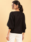 Style The Way You Want Kimono Sleeves Black Linen Top