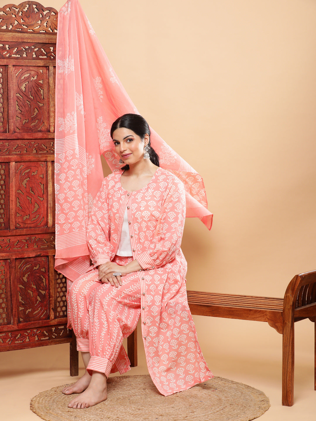 Versatile Kurta Jacket with Afghani Salwar and Dupatta