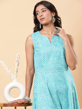 Lehriya High-slit Flared Kurta with Pants - Turquoise