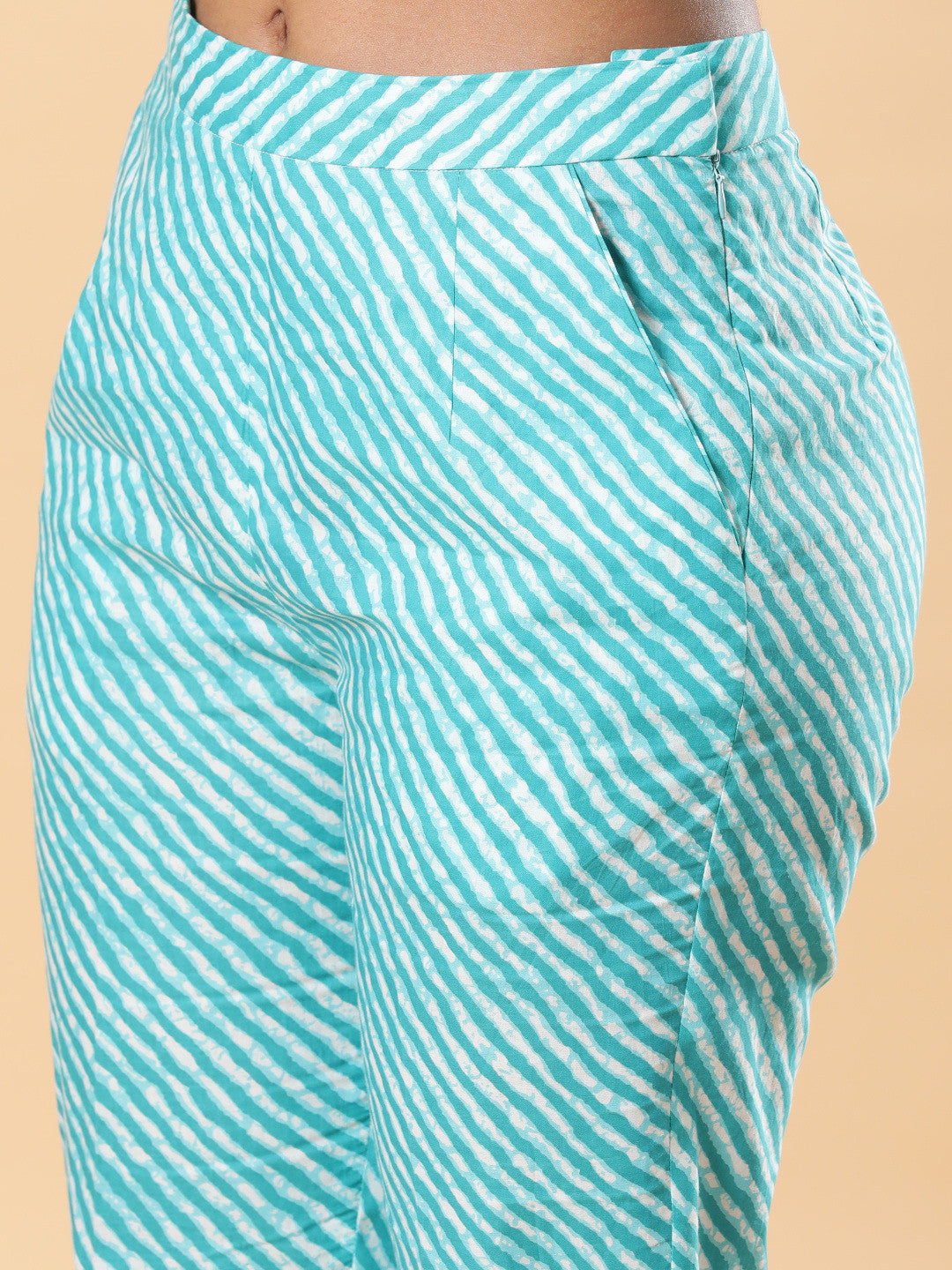 Lehriya High-slit Flared Kurta with Pants - Turquoise