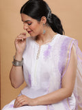 Lilac Print Cotton Suit with Kota Dupatta