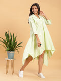 Cool Lime with White Stripes Handkerchief Cut Dress