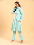 Mint Green Longline Shirt with Formal Pants Co-ord Set