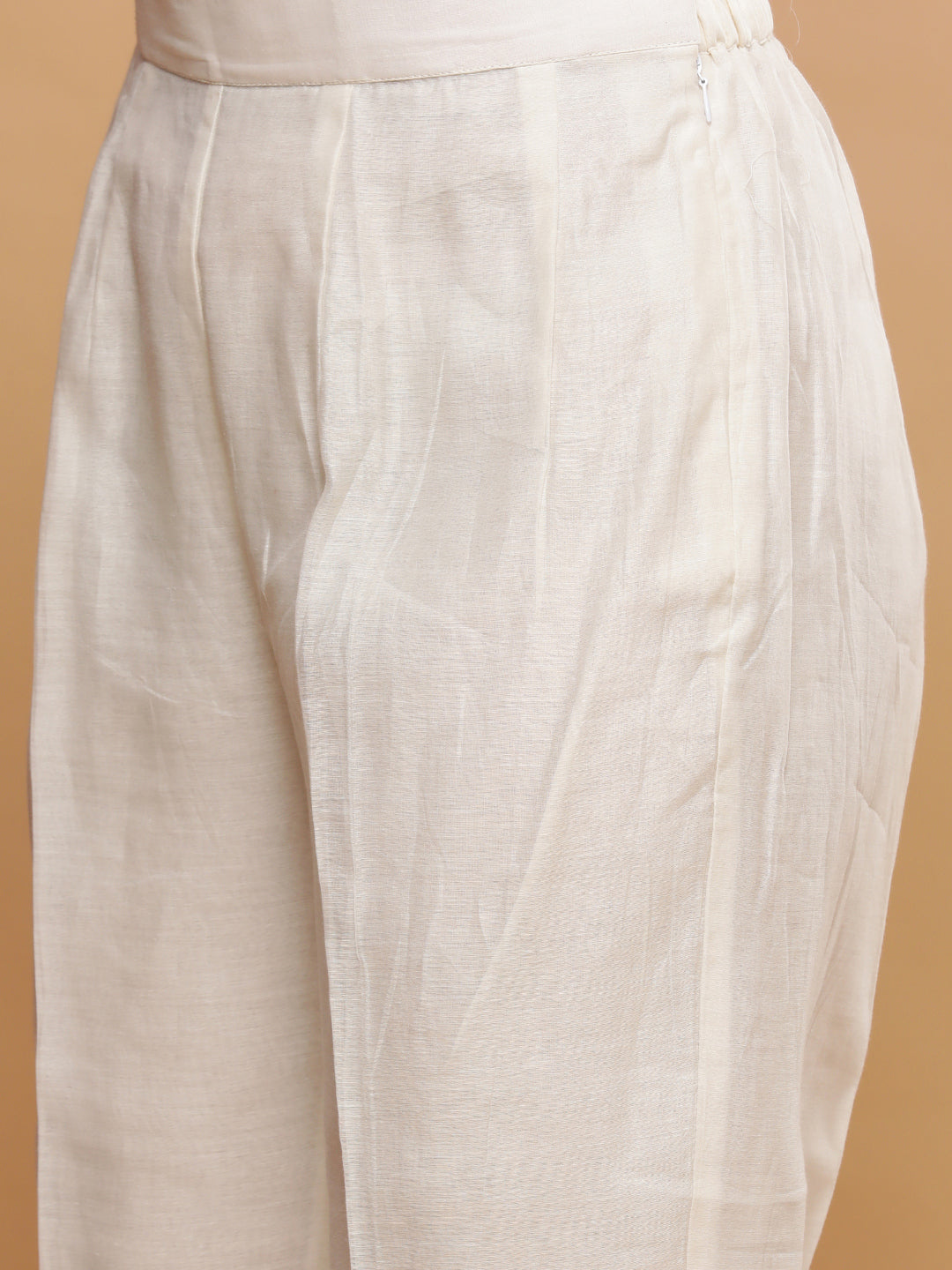 Chandni Mul Chanderi A-line Kurta with Motif - Ivory