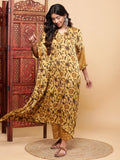 Mustard Vegetable Dye Flowy Modal Kurta with Pants