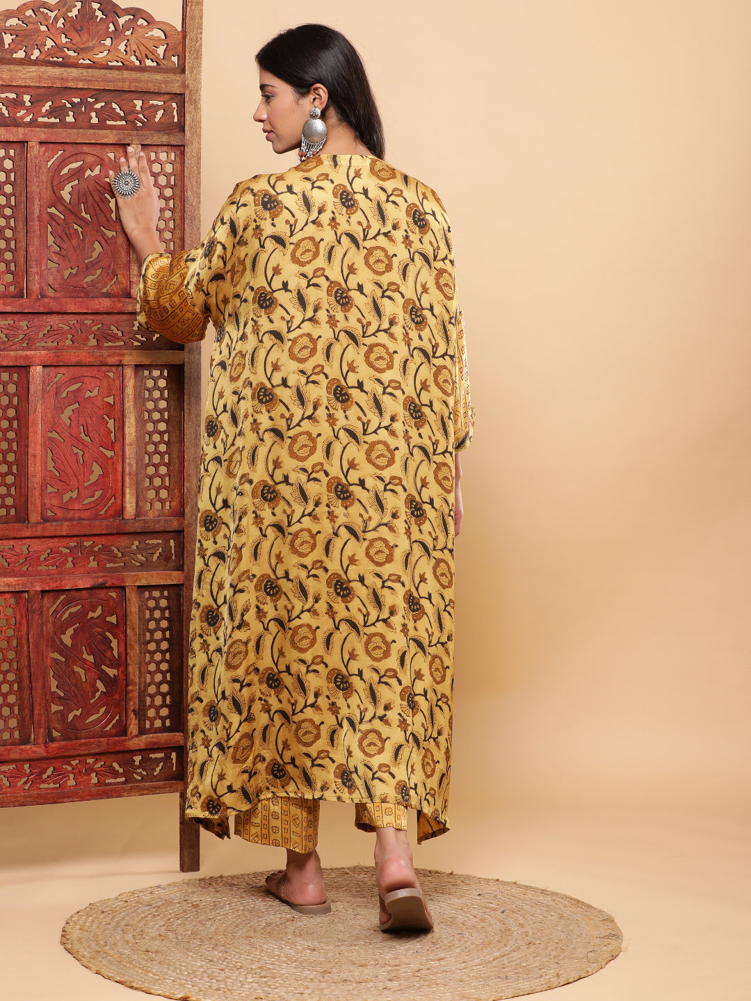 Mustard Vegetable Dye Flowy Modal Kurta with Pants